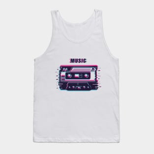 Music cassette glitch Tank Top